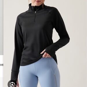 Athleta 2023 Whistler Half Zip Woman Large Cosmos Black Gorpcore Layering Gym